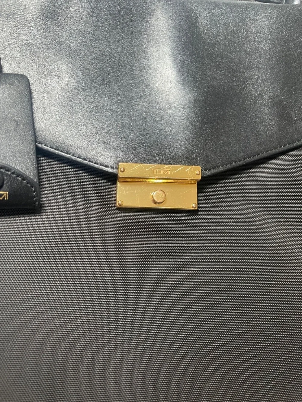 TUMI Larkin Erin Ballistic Nylon Leather Trim Briefcase Laptop Bag Gold Hardware